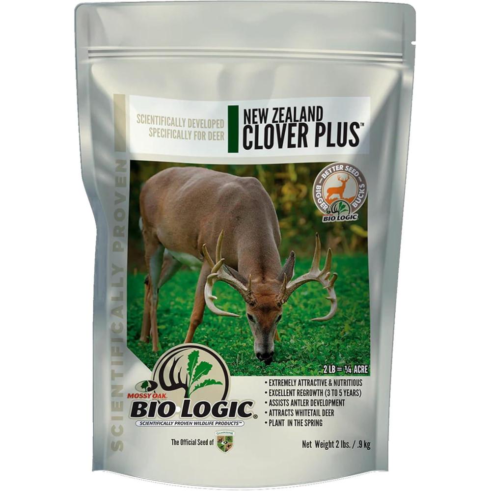 imageBioLogic New Zealand Clover Plus Chicory Perennial Food Plot Seed Hardy ampamp Drought Resistant Perennial Blend for Whitetail Deer Wild Turkey Upland Birds 9 lb Bag Plants 1 Acre2Pound