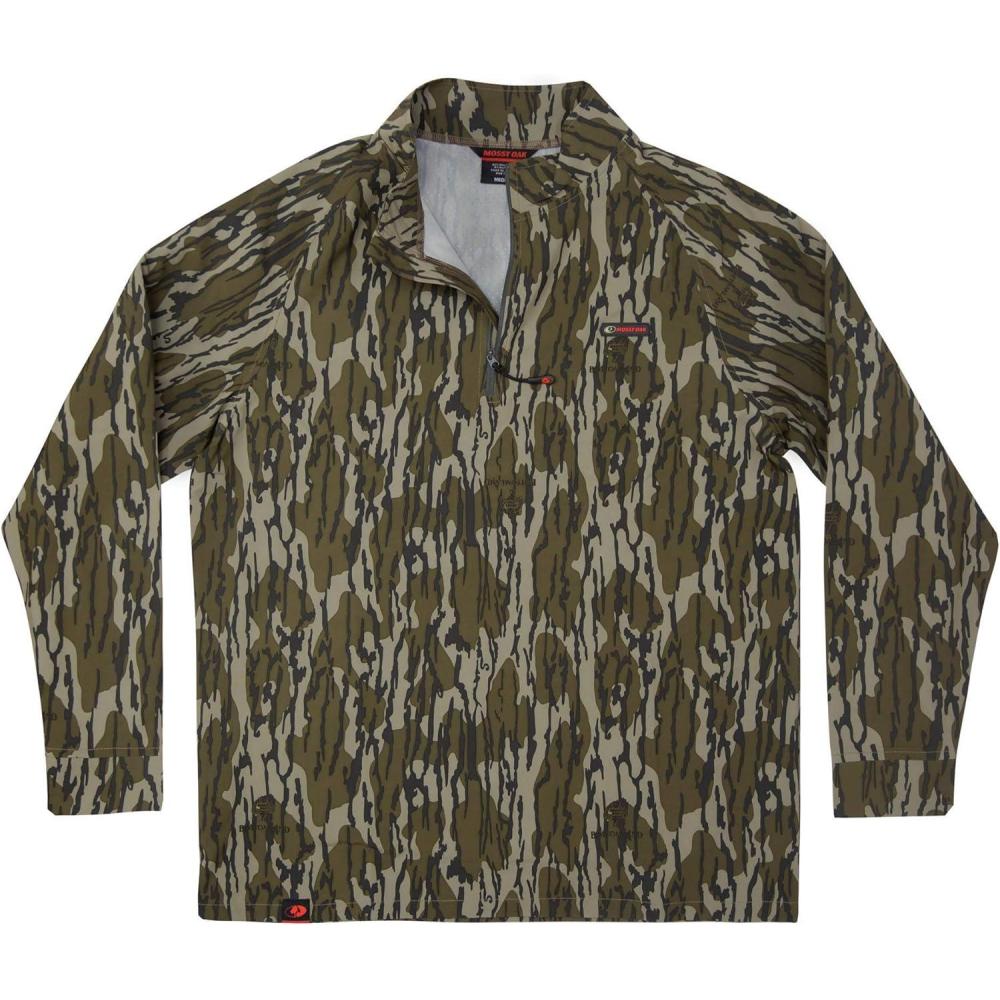 imageMossy Oak Mens Hunting Shirts Lightweight Camo Tibbee Tech Stretch Quarter ZipOriginal Bottomland