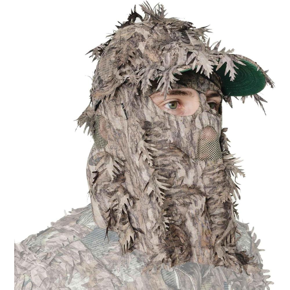 imageQuikCamo Lightweight 3D Leafy Camo Face Mask ampamp Hat for Hunting OSFM Adjustable Camouflage Hat Mossy Oak ampamp RealtreeMossy Oak New Bottomland Camo