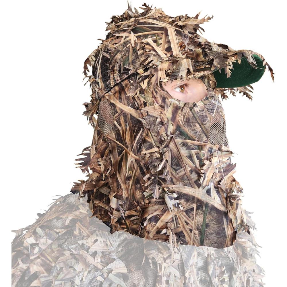 imageQuikCamo Lightweight 3D Leafy Camo Face Mask ampamp Hat for Hunting OSFM Adjustable Camouflage Hat Mossy Oak ampamp RealtreeMossy Oak Shadow Grass Blades Camo
