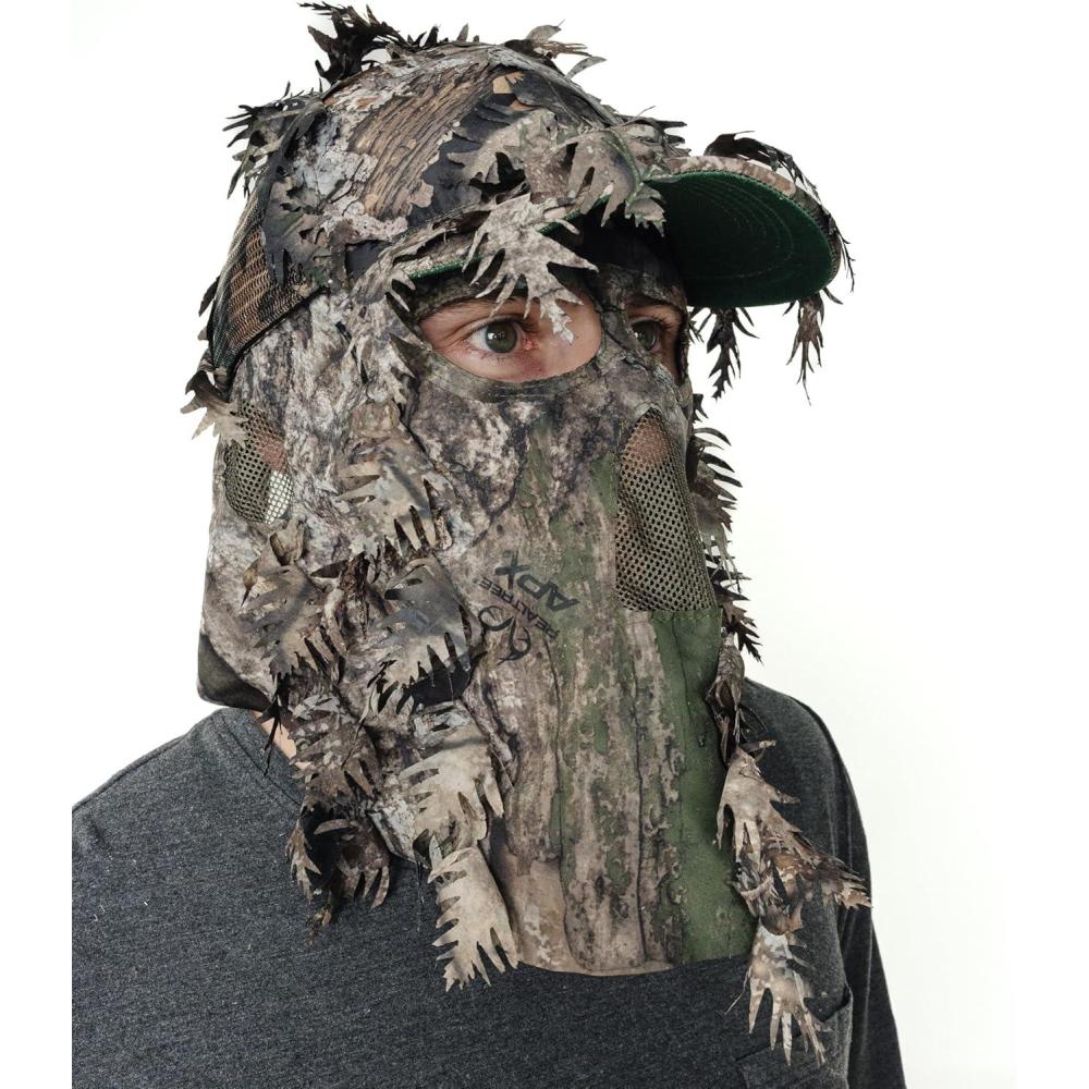 imageQuikCamo Lightweight 3D Leafy Camo Face Mask ampamp Hat for Hunting OSFM Adjustable Camouflage Hat Mossy Oak ampamp RealtreeRealtree Apx Camo