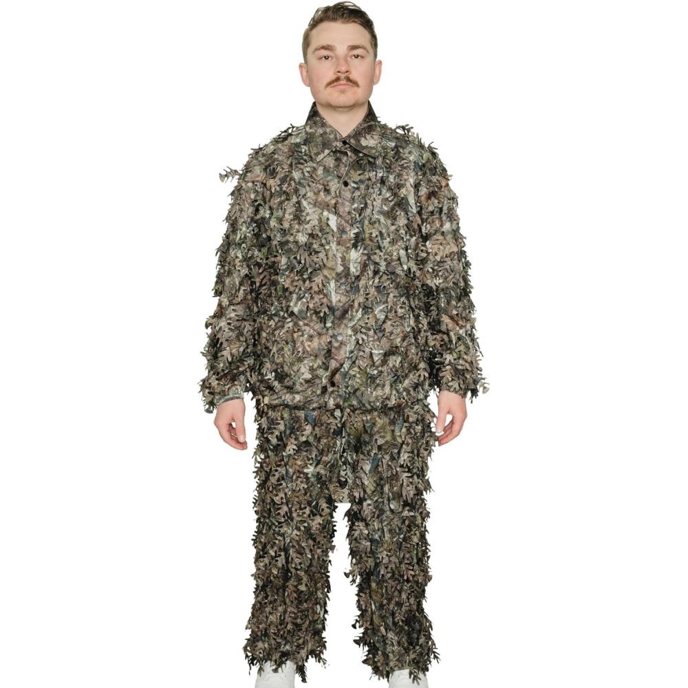 imageQuikCamo Mossy Oak 3D Leafy Camo Ghillie Suit Lightweight Breathable Mesh for Hunting MenMossy Oak Breakup Country