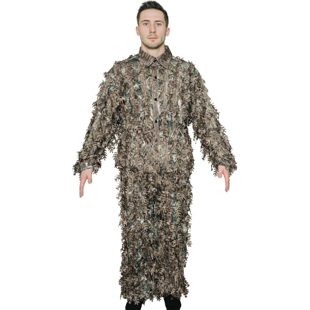 imageQuikCamo Mossy Oak 3D Leafy Camo Ghillie Suit Lightweight Breathable Mesh for Hunting MenMossy Oak New Bottomland