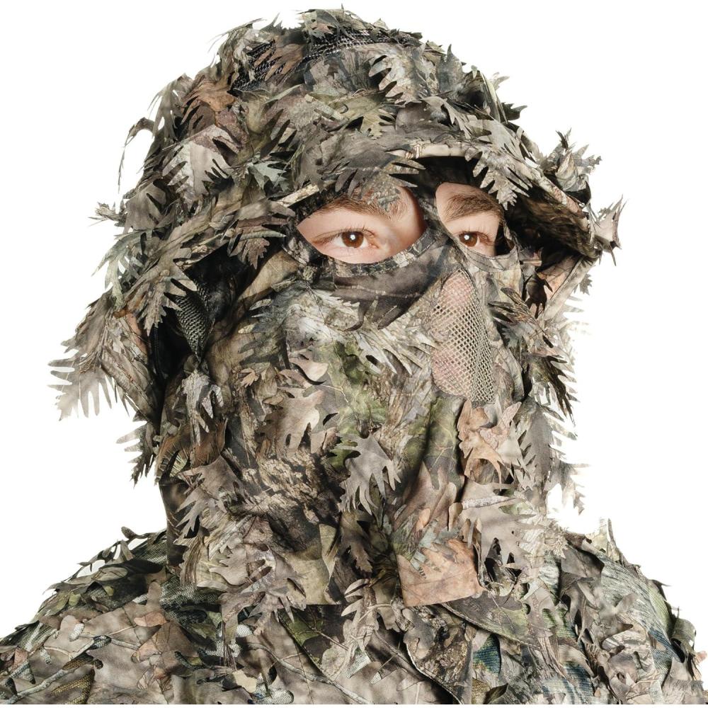 imageQuikCamo Realtree ampamp Mossy Oak 3D Leafy Camo Face Mask Bucket Hat for Men Deer Duck and Turkey Hunting Fully Adjustable OSFMMossy Oak Breakup Camo