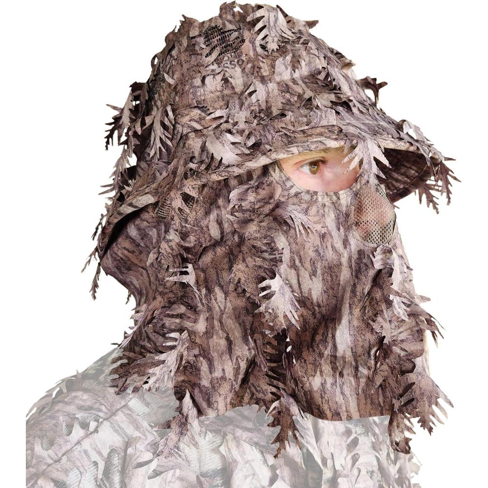 imageQuikCamo Realtree ampamp Mossy Oak 3D Leafy Camo Face Mask Bucket Hat for Men Deer Duck and Turkey Hunting Fully Adjustable OSFMMossy Oak New Bottomland Camo