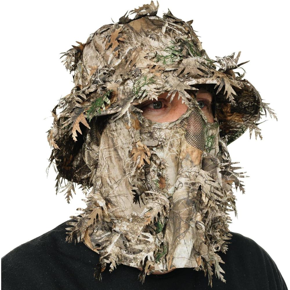 imageQuikCamo Realtree ampamp Mossy Oak 3D Leafy Camo Face Mask Bucket Hat for Men Deer Duck and Turkey Hunting Fully Adjustable OSFMRealtree Edge Camo