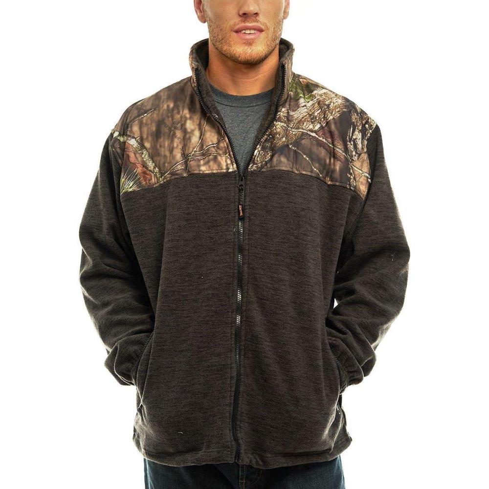 imageTrailCrest Mens CMax Full Zip Polar Fleece Jacket Mossy Oak Camo PatternsCharcoal Heather  Country Dna