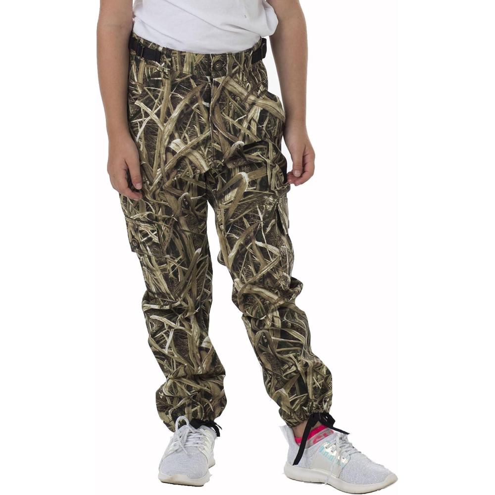 imageTrailCrest Youth Kids Camo Hunting Cargo Pants  6 Pockets  Mossy Oak BreakUp Country Improved SpecsShaddow Grass Blades