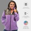 TrailCrest Women’s C-Max Full Zip Polar Fleece Jacket Mossy Oak Camo Patterns(Purple Heather – Country Dna)