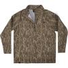Mossy Oak Men’s Hunting Shirts Lightweight Camo Tibbee Tech Stretch Quarter Zip(Bottomland)