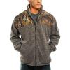 TrailCrest Men’s C-Max Full Zip Polar Fleece Jacket, Mossy Oak Camo Patterns(Grey Heather – Country Dna)