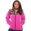 TrailCrest Women’s C-Max Full Zip Polar Fleece Jacket Mossy Oak Camo Patterns(Neon Pink Heather – Breakup Country)