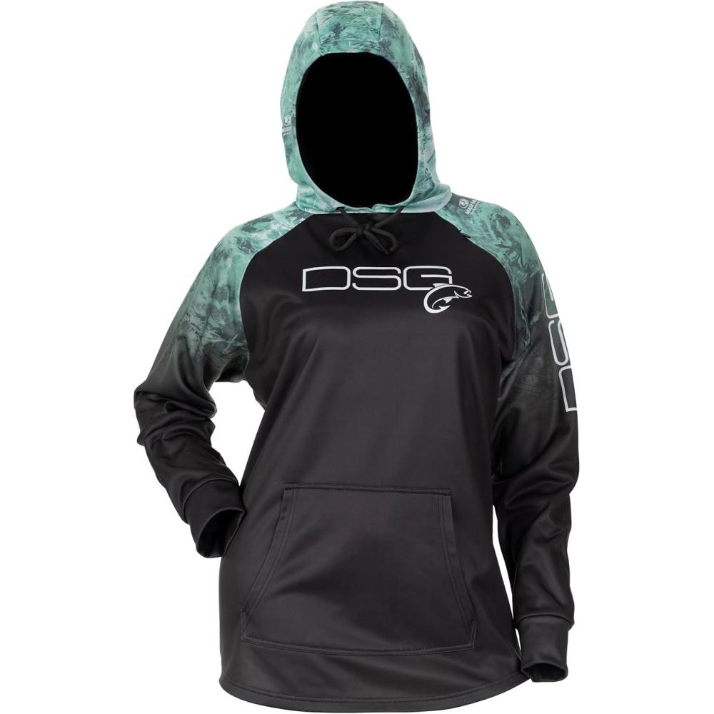 imageDOING SOMETHING GREAT DSG Outerwear Womens Starr Technical Fishing Hoodies  DWR TreatedDark CharcoalMossy Oak Wake Form Bowspray