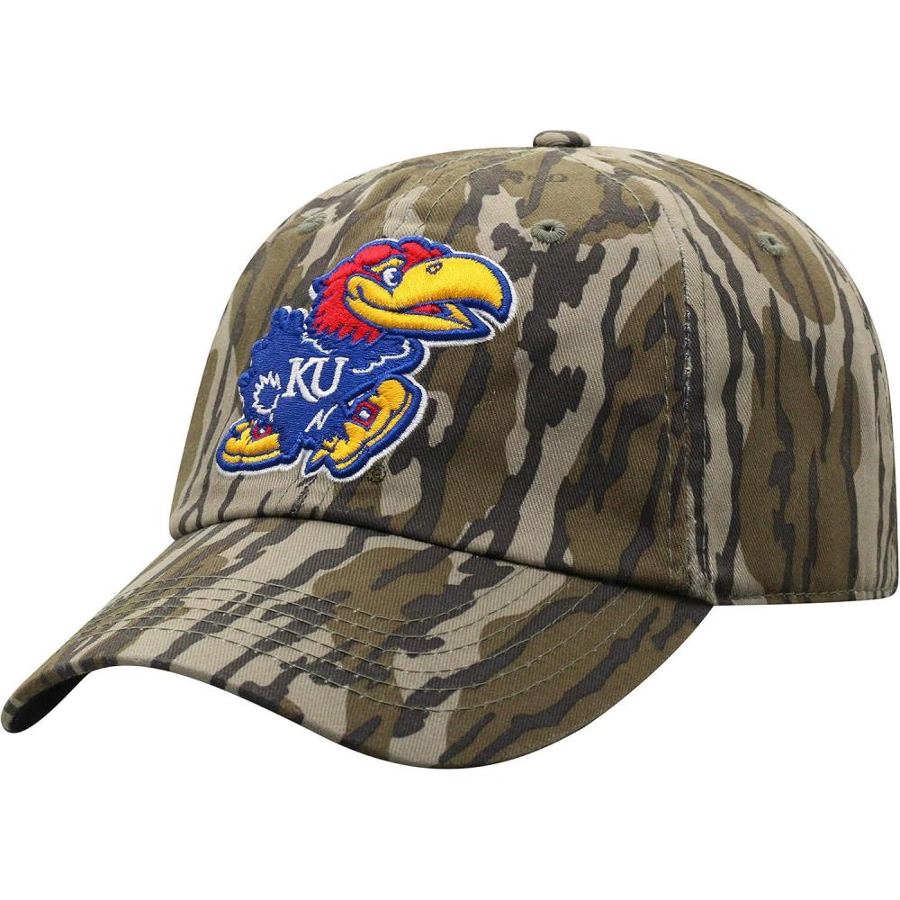 imageMossy Oak Bottomland Original Camo College Crew Adjustable HatKansas Jayhawks