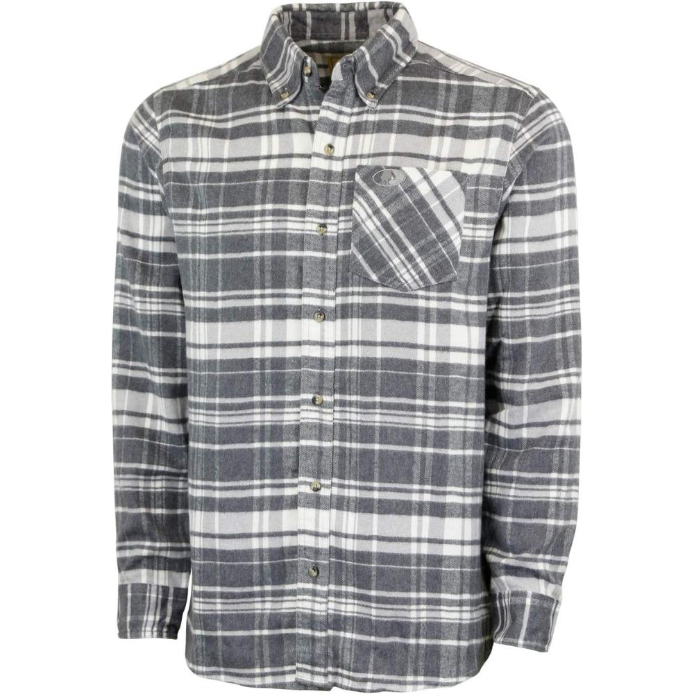 imageMossy Oak Flannel Shirt for Men Buffalo Plaid Long Sleeve Mens Flannel ShirtsGray Check
