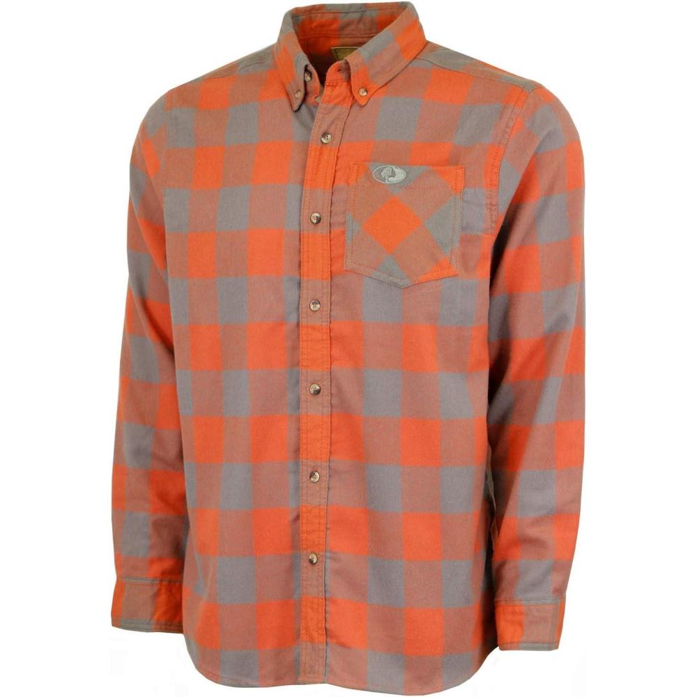 imageMossy Oak Flannel Shirt for Men Buffalo Plaid Long Sleeve Mens Flannel ShirtsOrange Buffalo Plaid
