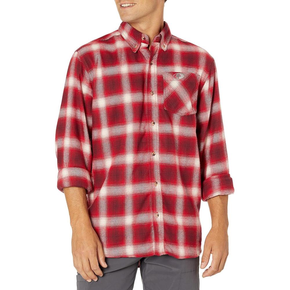 imageMossy Oak Flannel Shirt for Men Buffalo Plaid Long Sleeve Mens Flannel ShirtsRed Gradient