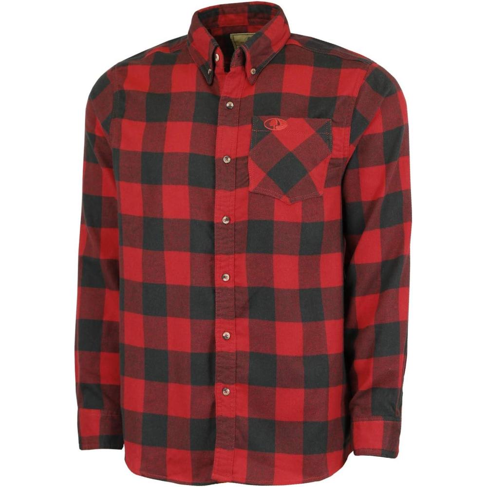 imageMossy Oak Heavy Flannel Shirt for Men Thermal Lined Plaid Mens Flannel ShirtsRed Buffalo