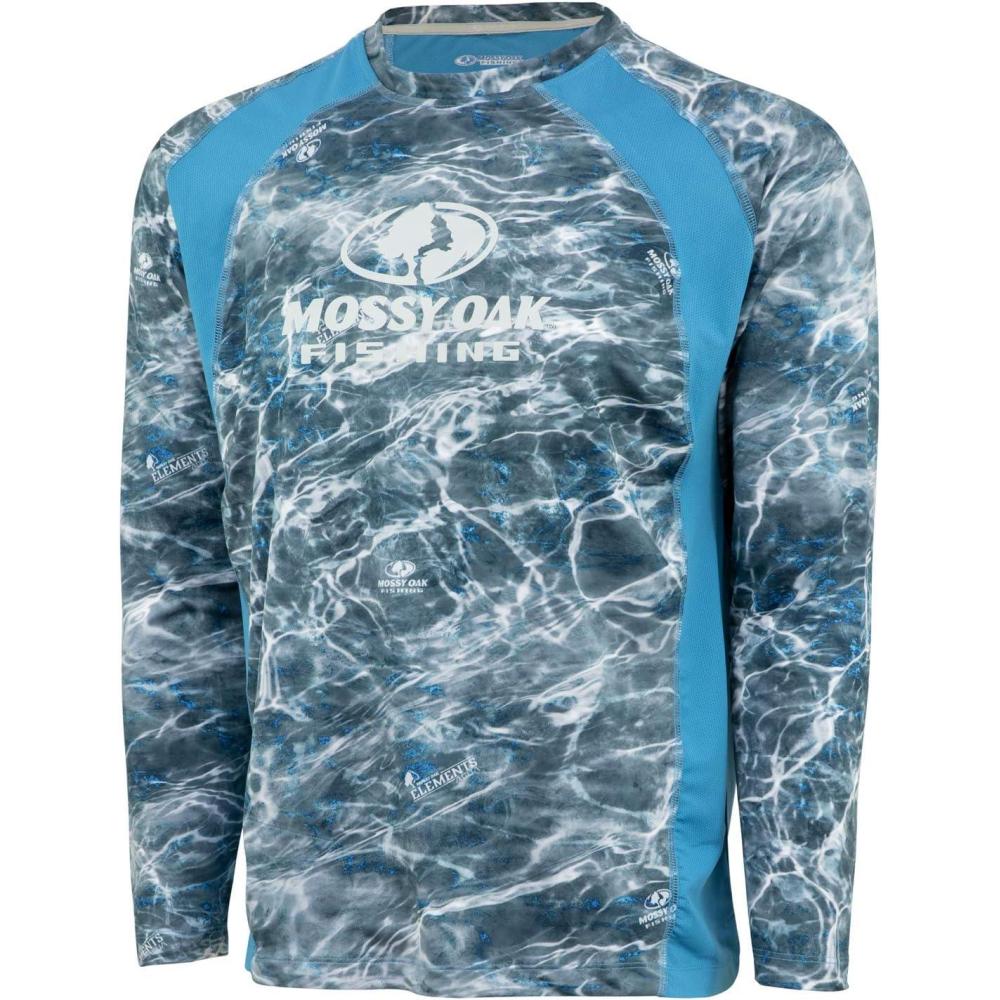 imageMossy Oak Mens Fishing Shirts for Men Long Sleeve with UPF 40 Sun ProtectionShirtBlackfin