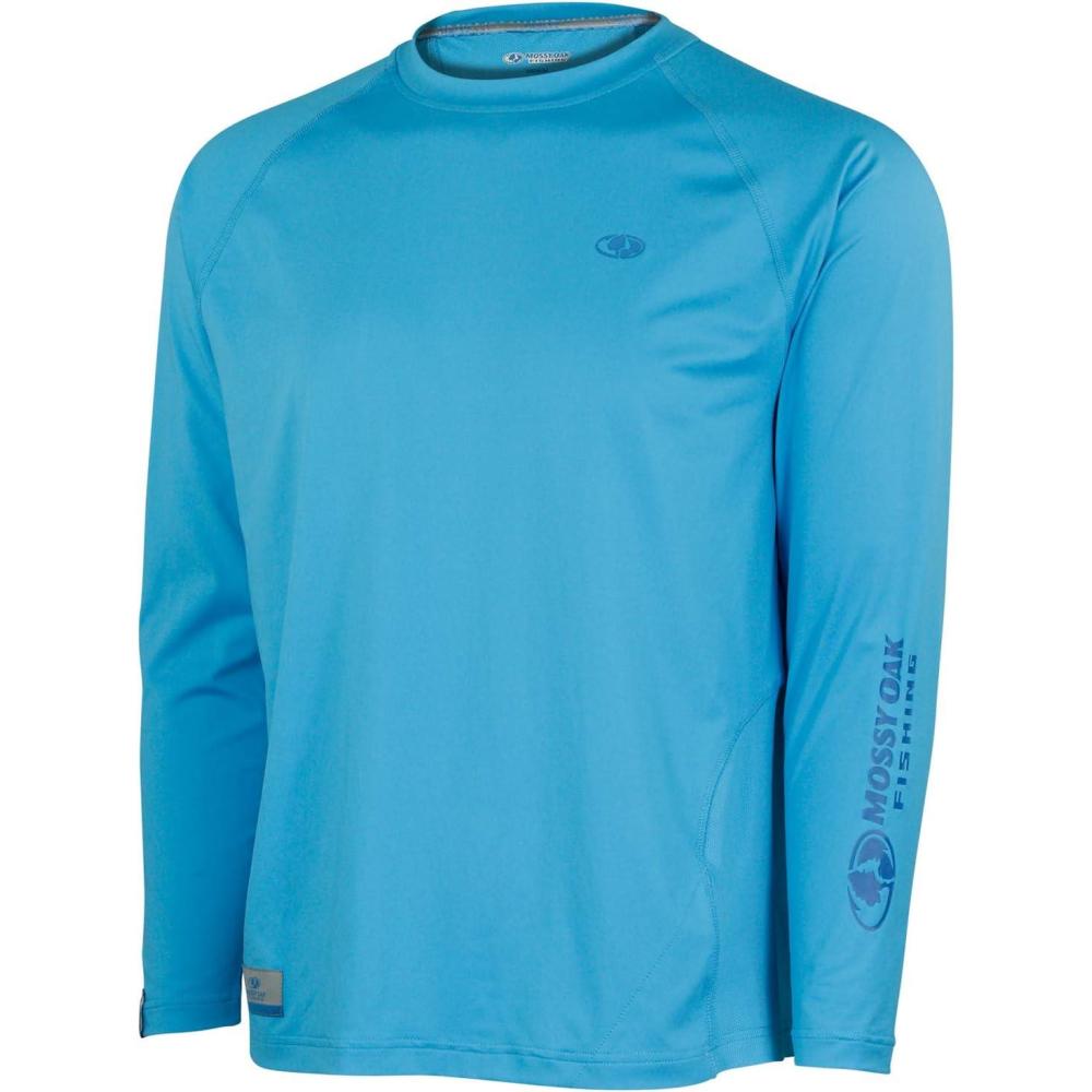 imageMossy Oak Mens Fishing Shirts for Men Long Sleeve with UPF 40 Sun ProtectionShirtBlue Horizon