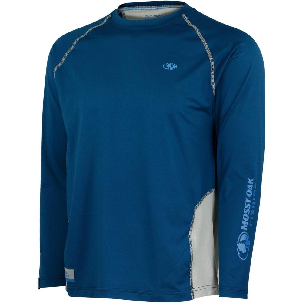 imageMossy Oak Mens Fishing Shirts for Men Long Sleeve with UPF 40 Sun ProtectionShirtDeep Sea Blue