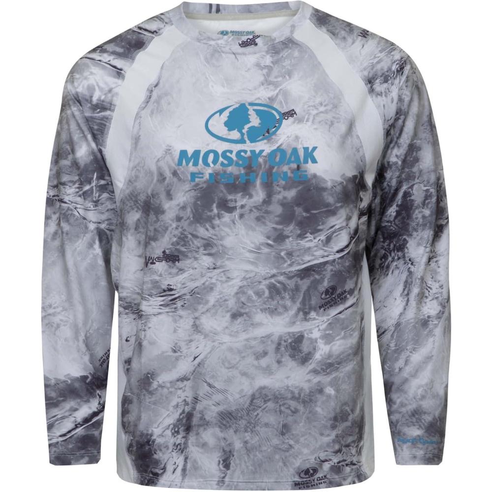 imageMossy Oak Mens Fishing Shirts for Men Long Sleeve with UPF 40 Sun ProtectionShirtHailstone