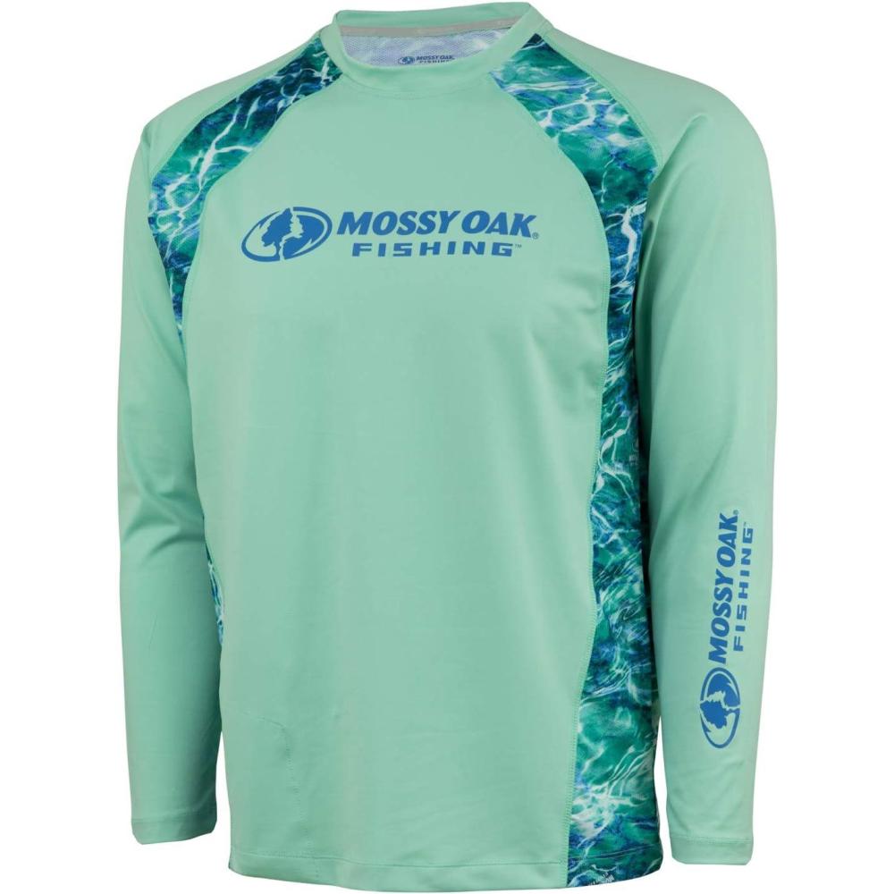 imageMossy Oak Mens Fishing Shirts for Men Long Sleeve with UPF 40 Sun ProtectionShirtLichen