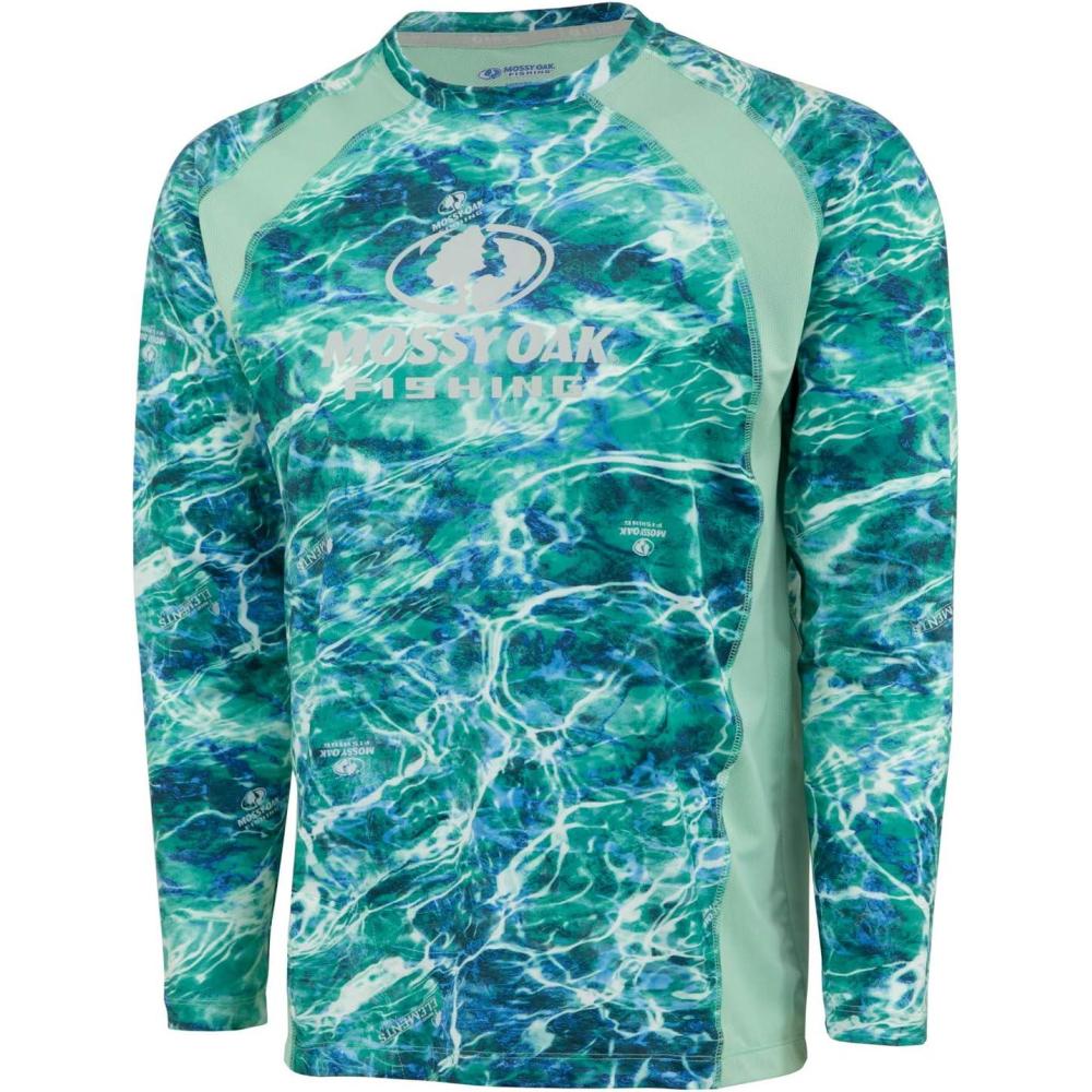 imageMossy Oak Mens Fishing Shirts for Men Long Sleeve with UPF 40 Sun ProtectionShirtSeafoam
