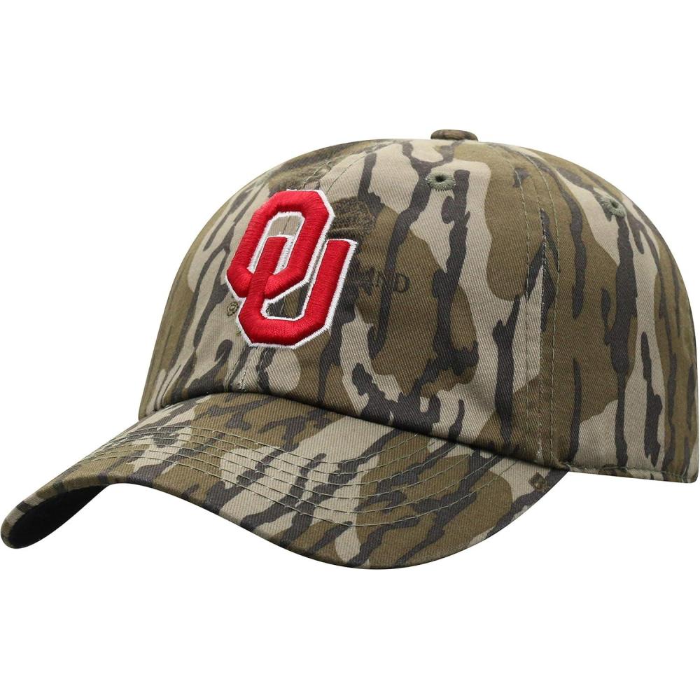 imageTop of the World mens Mossy Oak Bottomland Original Camo College Crew Adjustable HatOklahoma Sooners Black