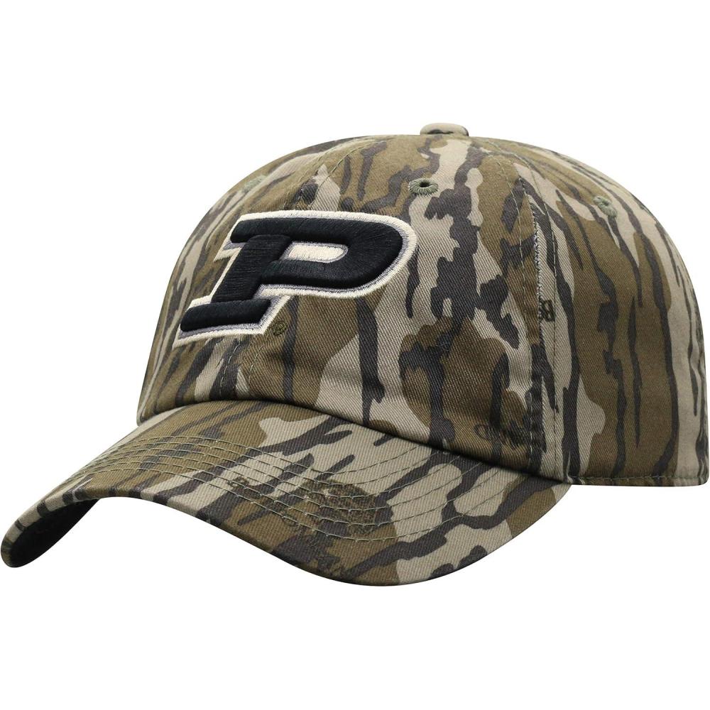 imageTop of the World mens Mossy Oak Bottomland Original Camo College Crew Adjustable HatPurdue Boilermakers Black