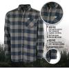 Mossy Oak Heavy Flannel Shirt for Men, Thermal Lined Plaid Mens Flannel Shirts(Grey Buffalo)