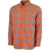 Mossy Oak Flannel Shirt for Men, Buffalo Plaid Long Sleeve Mens Flannel Shirts(Orange Buffalo Plaid)