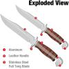 MOSSY OAK 2-piece Bowie Knife, Fixed Blade Hunting Knife with Leather Handle, Sheath Included