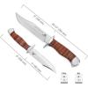 MOSSY OAK 2-piece Bowie Knife, Fixed Blade Hunting Knife with Leather Handle, Sheath Included