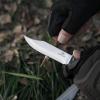 MOSSY OAK 2-piece Bowie Knife, Fixed Blade Hunting Knife with Leather Handle, Sheath Included