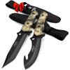 Mossy Oak Fixed Blade Hunting Knife Set – 2 Piece, Full Tang Handle Straight Edge and Gut Hook Blades Game Processing Knife, Sheath Included – Yellow Camo(Yellow Camo)
