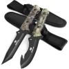 Mossy Oak Fixed Blade Hunting Knife Set – 2 Piece, Full Tang Handle Straight Edge and Gut Hook Blades Game Processing Knife, Sheath Included – Yellow Camo(Green Camo)
