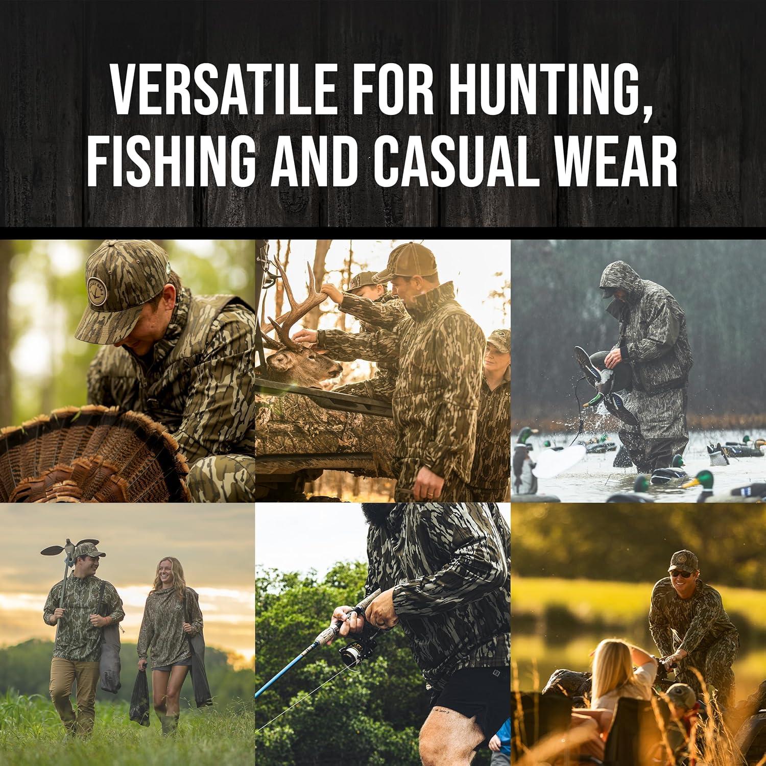 imageMossy Oak Mens Camo Long Sleeve Hunting Shirt Cotton Blend Camouflage Lightweight Shirt for Turkey Hunting Fishing HikingBottomland