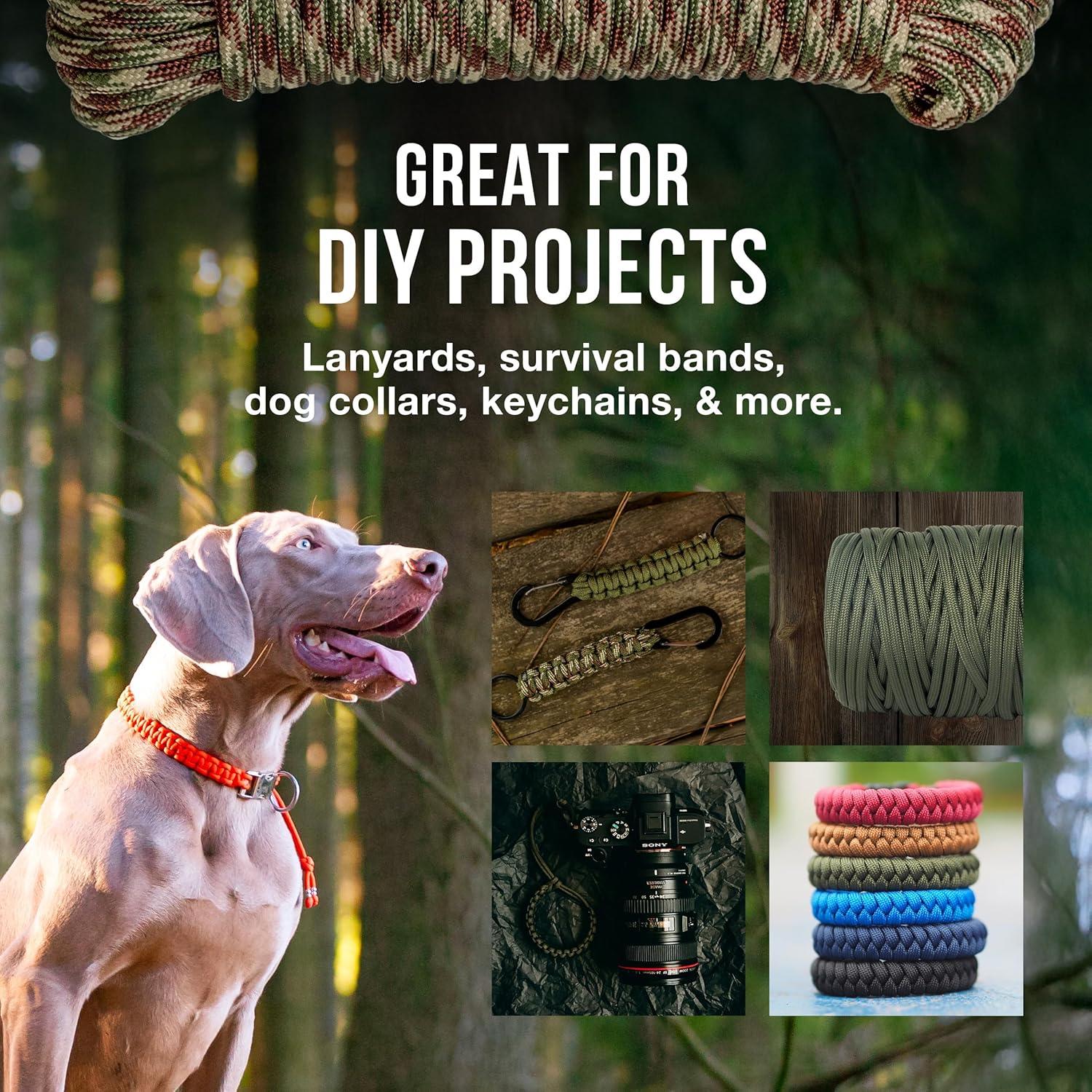 imageMossy Oak Paracord Rope 750 with 11 Inner Strands Survival Gear for Camping Hunting Fishing Hiking 4mm Parachute CordOlive