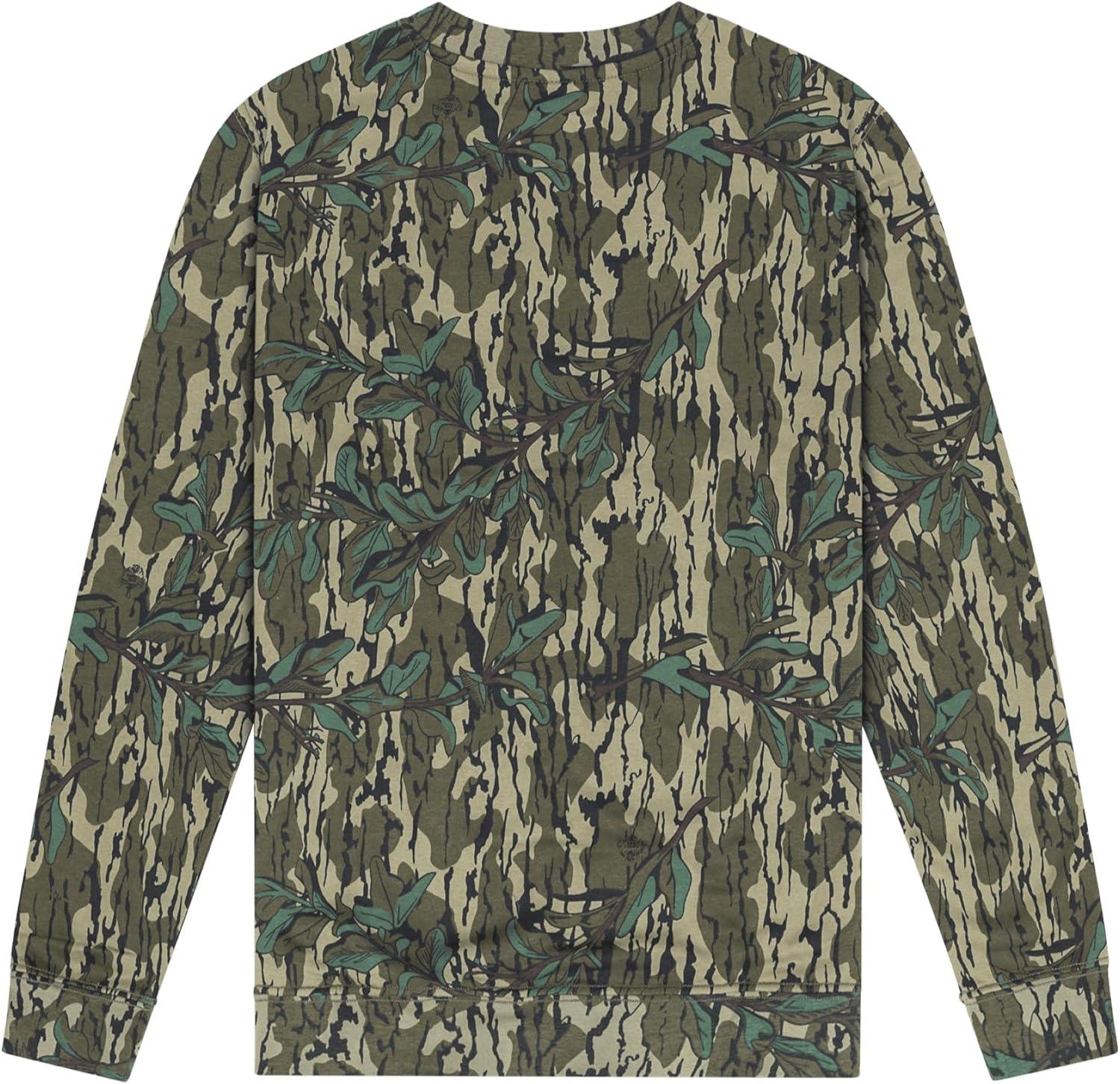imageMossy Oak Vintage Crewneck Sweatshirt for Men Hunting Camo Shirt with Soft Cotton Blend for Casual Wear Camping ampamp HikingWashed Greenleaf