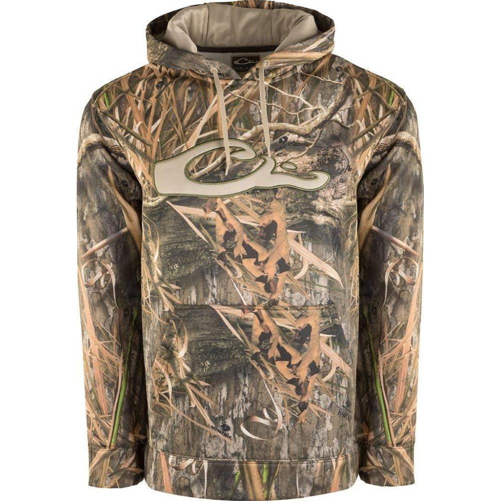 imageDrake Waterfowl MST Performance Camouflage Hoodie DoubleLined Hood CottonPoly Blend and Kangaroo Pouch for ComfortBlades Habitat
