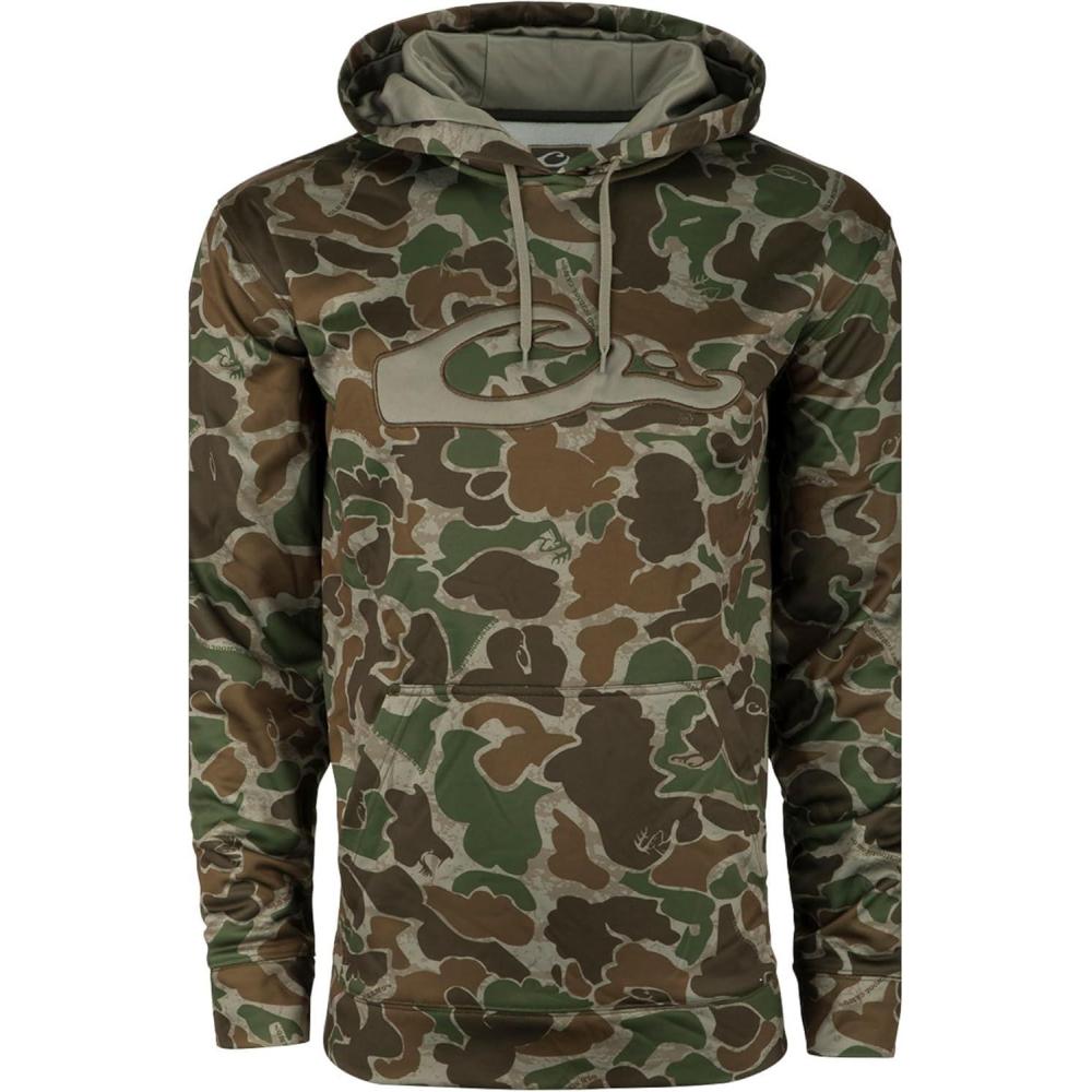 imageDrake Waterfowl MST Performance Camouflage Hoodie DoubleLined Hood CottonPoly Blend and Kangaroo Pouch for ComfortOld School Green