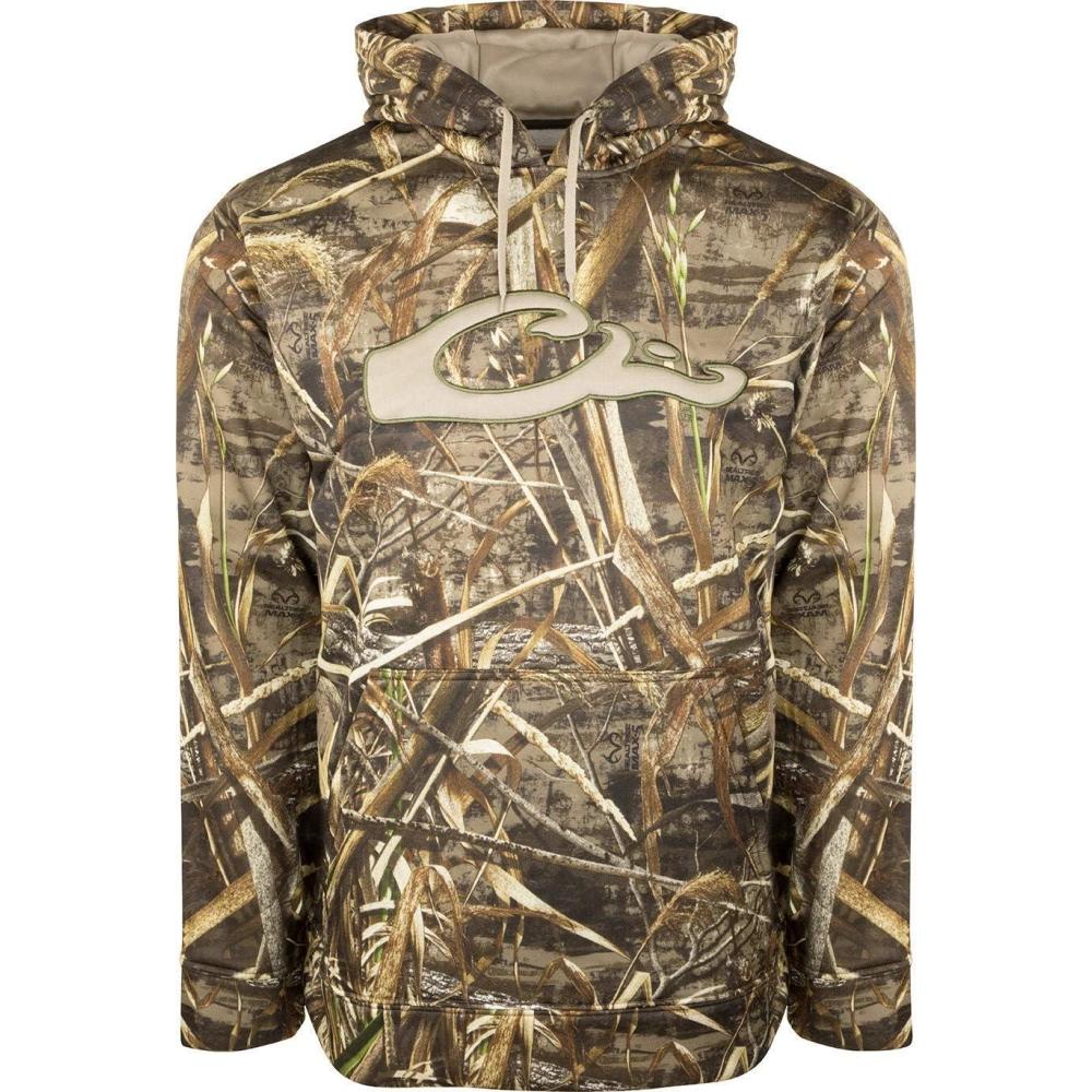 imageDrake Waterfowl MST Performance Camouflage Hoodie DoubleLined Hood CottonPoly Blend and Kangaroo Pouch for ComfortRealtree Max5