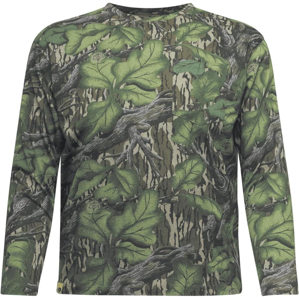 imageMossy Oak Mens Camo Long Sleeve Hunting Shirt Cotton Blend Camouflage Lightweight Shirt for Turkey Hunting Fishing HikingFull Foliage