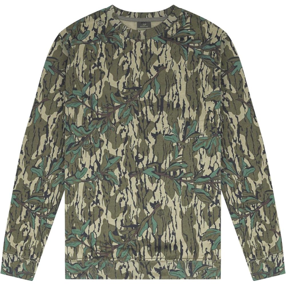 imageMossy Oak Vintage Crewneck Sweatshirt for Men Hunting Camo Shirt with Soft Cotton Blend for Casual Wear Camping ampamp HikingWashed Greenleaf