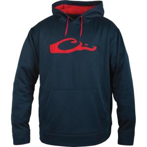 Drake Waterfowl® MST Performance Camouflage Hoodie, Double-Lined Hood, Cotton/Poly Blend, and Kangaroo Pouch for Comfort(Navy/Red)