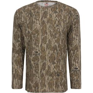 Mossy Oak Men’s Camo Long Sleeve Hunting Shirt, Cotton Blend Camouflage Lightweight Shirt for Turkey Hunting, Fishing, Hiking(Bottomland)