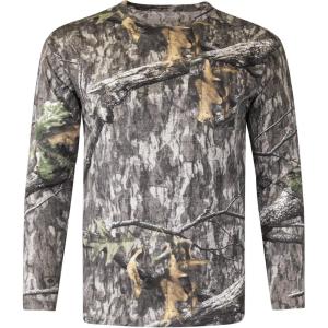 Mossy Oak Men’s Camo Long Sleeve Hunting Shirt, Cotton Blend Camouflage Lightweight Shirt for Turkey Hunting, Fishing, Hiking(Country Roots)