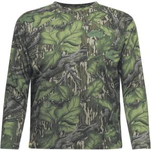 Mossy Oak Men’s Camo Long Sleeve Hunting Shirt, Cotton Blend Camouflage Lightweight Shirt for Turkey Hunting, Fishing, Hiking(Full Foliage)