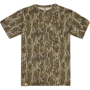 Mossy Oak Short Sleeve Cotton Mens Camo Hunting Shirt(Original Bottomland)